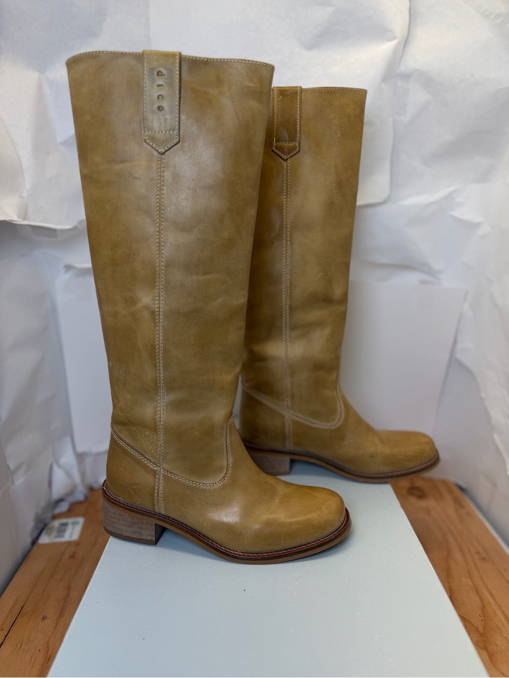 Dico Copenhagen Ann Gaucho Boot in Light Tan knee high western leather